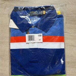 NWT Polo Ralph Lauren Striped Polo Shirt XLT Blue Multicolor MSRP $110